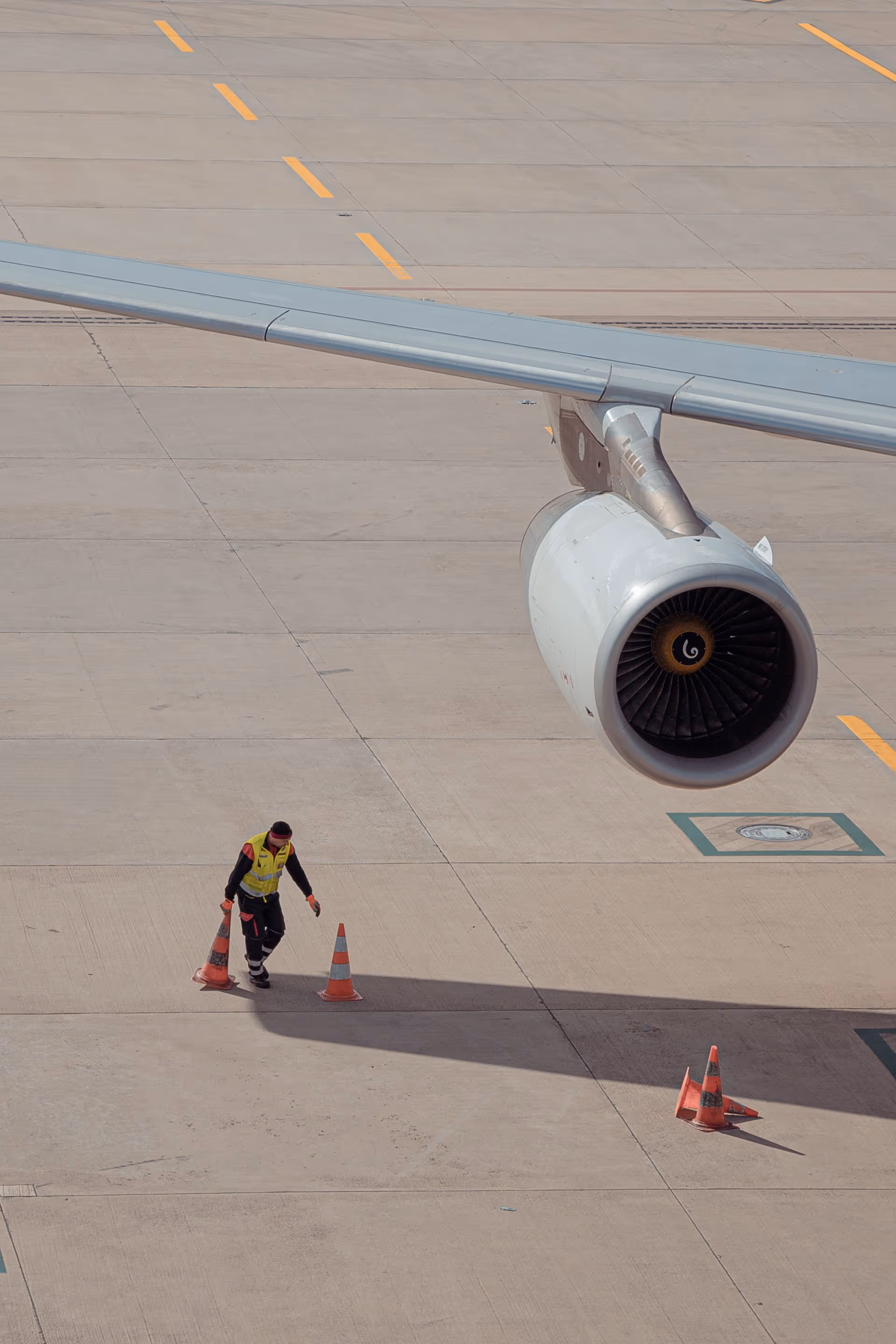 Worker on runway