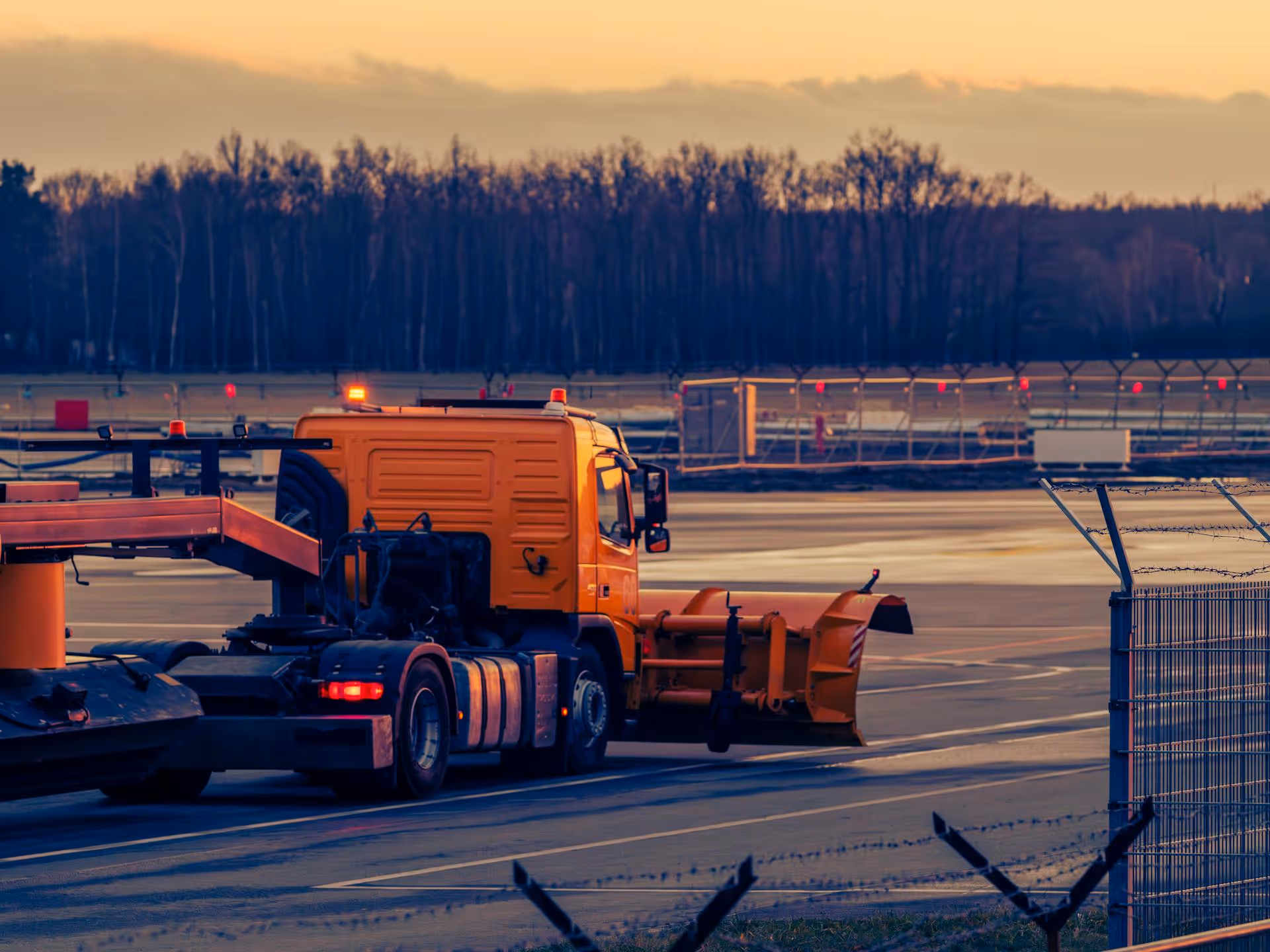Aviation machinery on runway