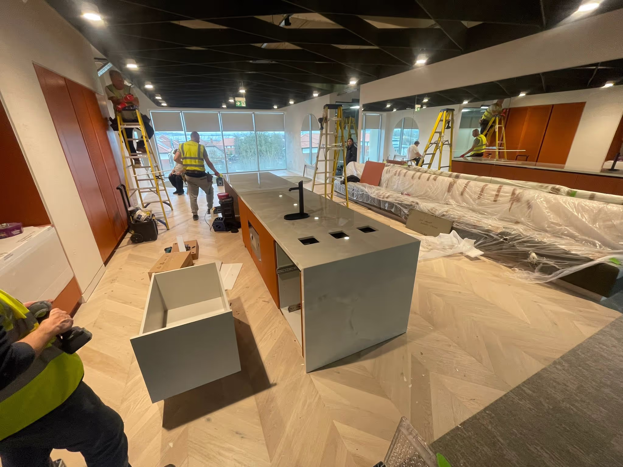 Kitchen being installed
