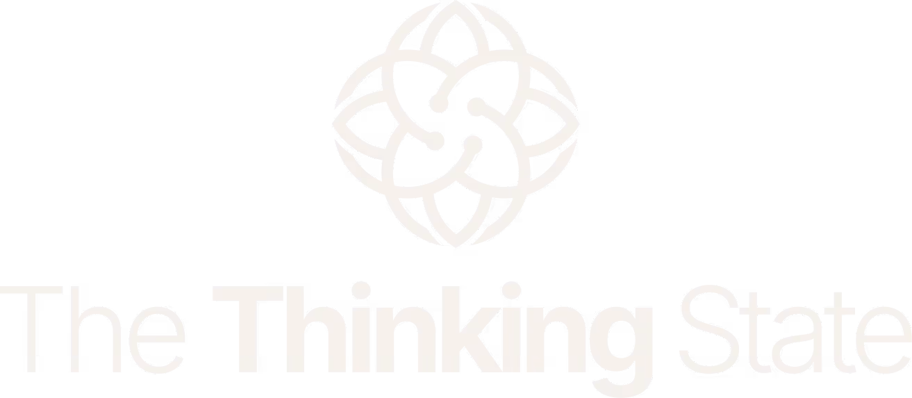 The Thinking State logo with a circular geometric spiral above the text.