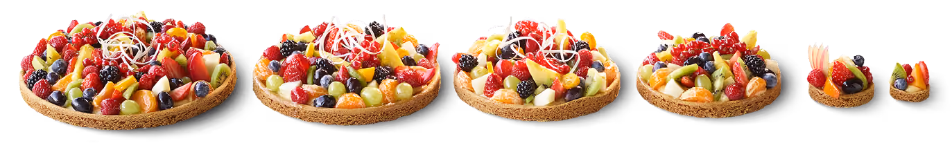 Reeks fruittaarten op Sablé Breton bodems