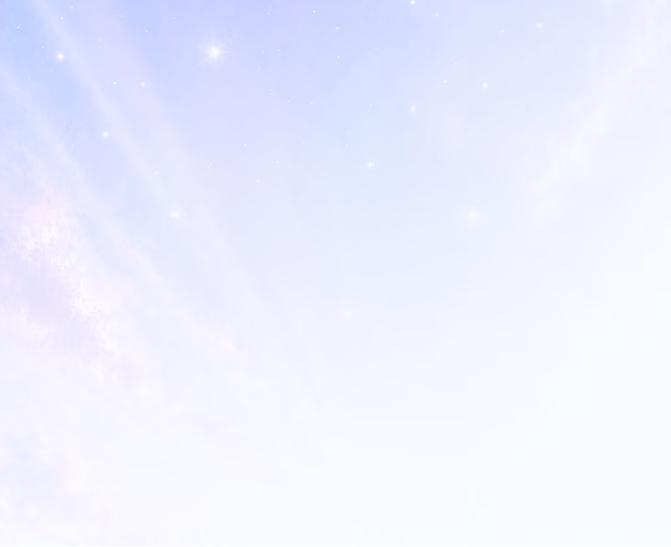 Soft hazy sky with faint stars and light beams across a subtle blue and white gradient.