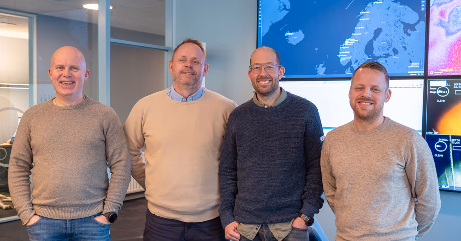 Alf, Åge, Gary og Marius i operasjonssenteret