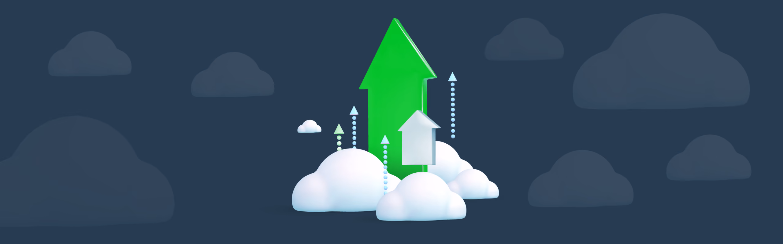3 arrows on top of a cloud in a 2D vector style