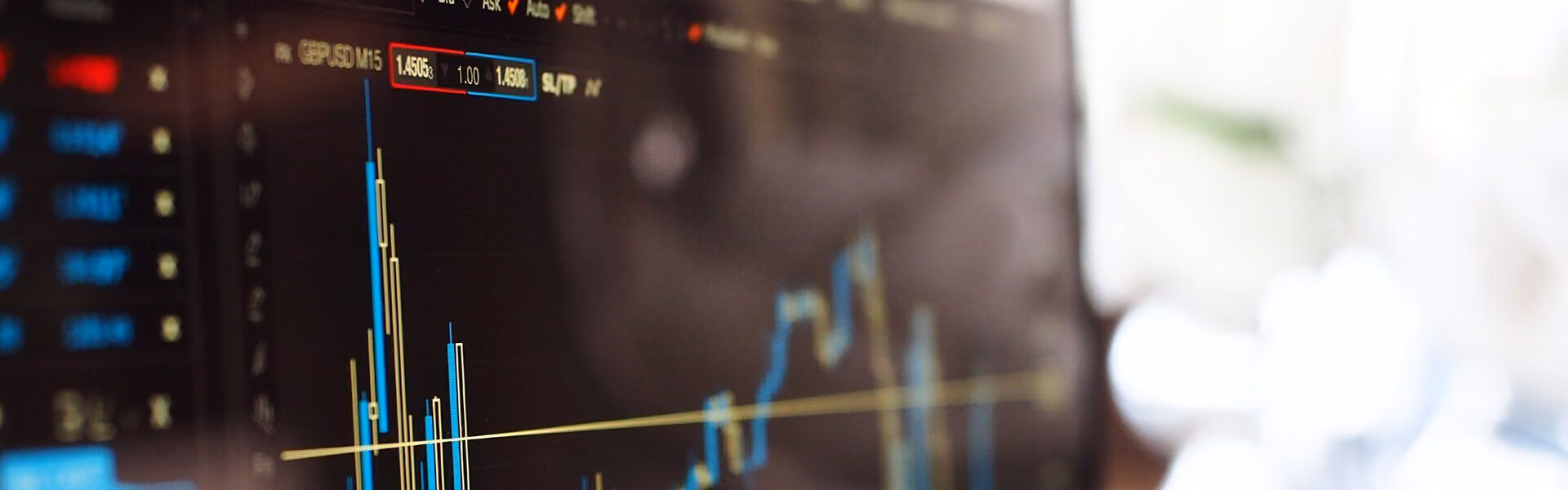 Close up shot of a trading desk