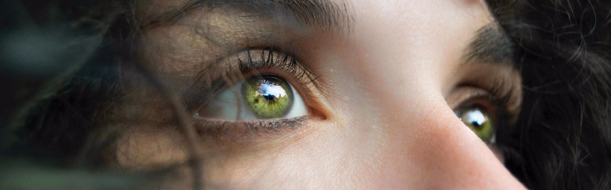 Close up of someone looking upwards