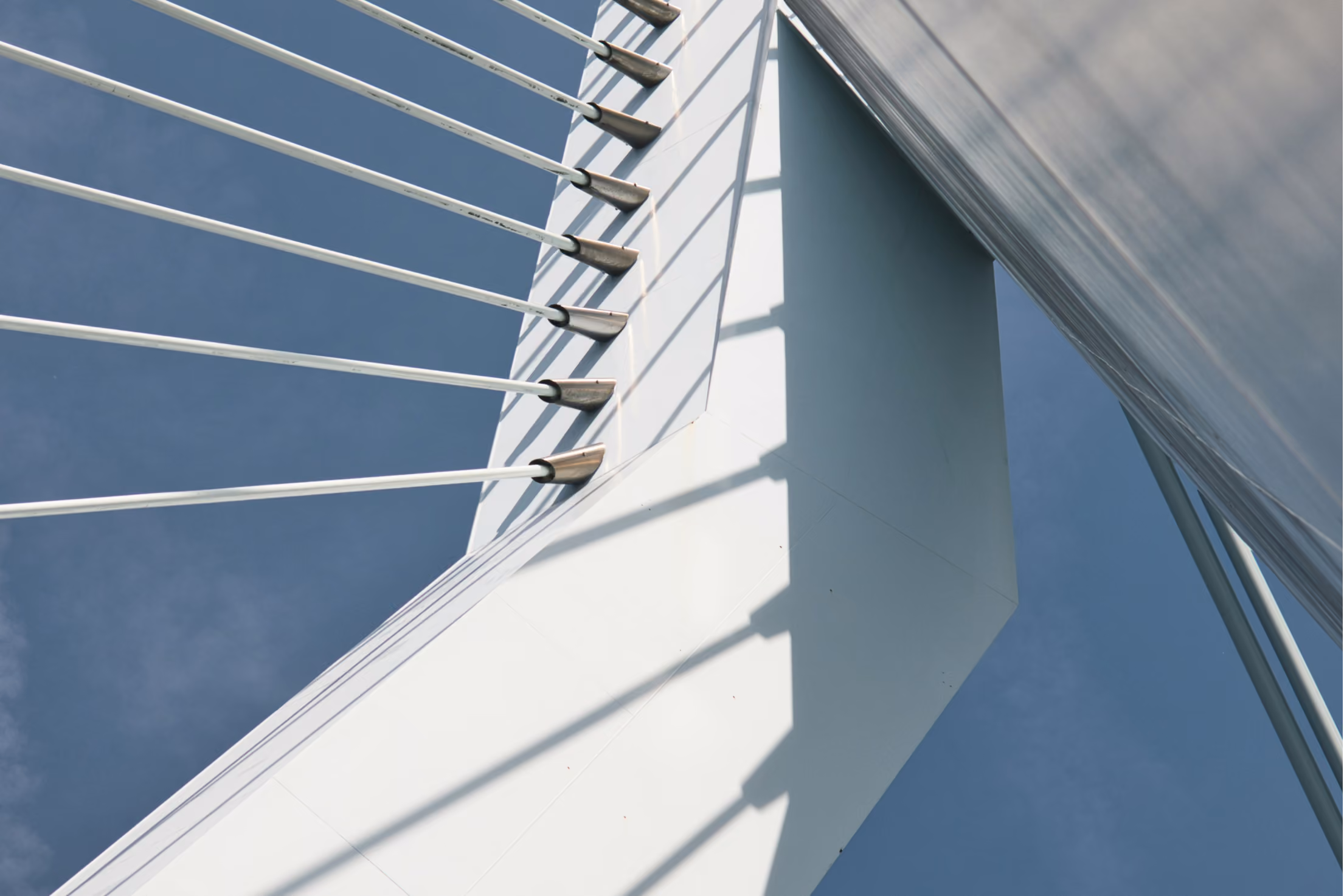 Close up of suspension lines of a bridge