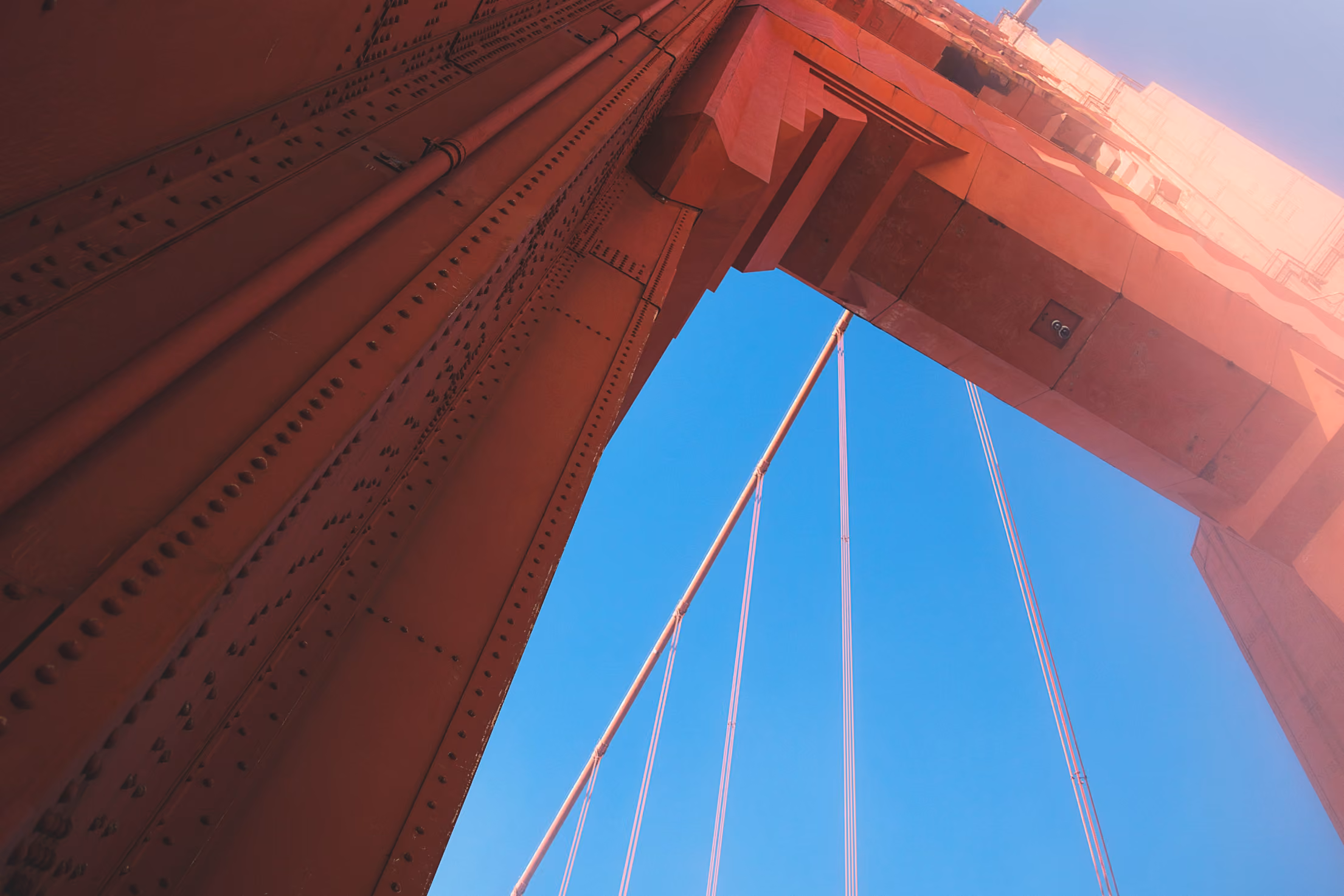 Close up of bridge suspension cables