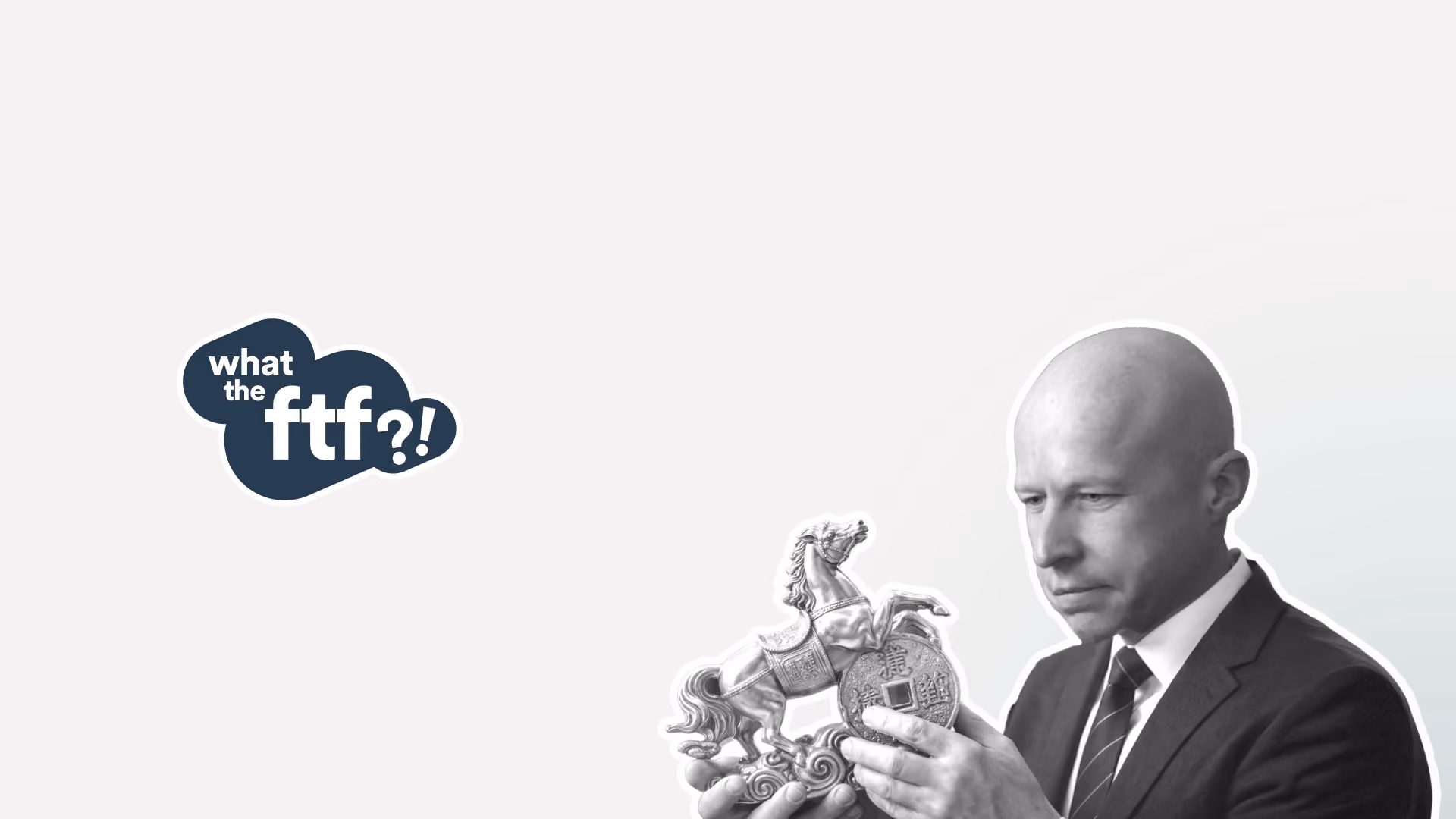 WTFTF logo next to Henry Adams looking at a statue of a horse