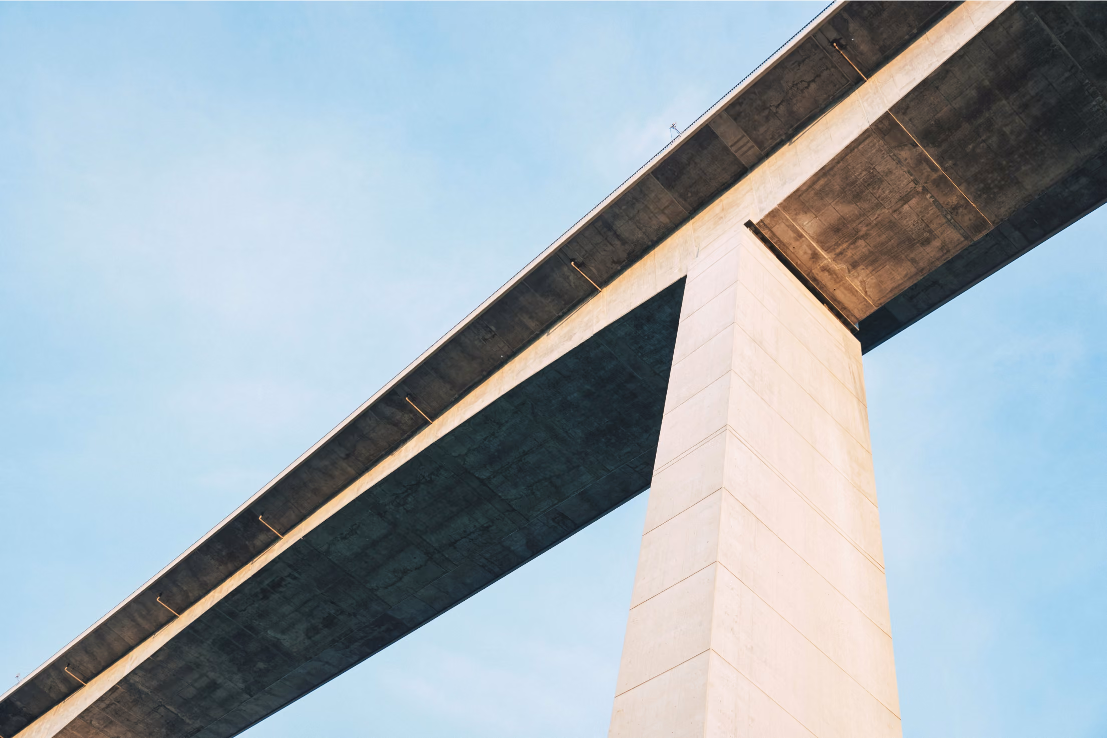 Close up of a bridge seen from below