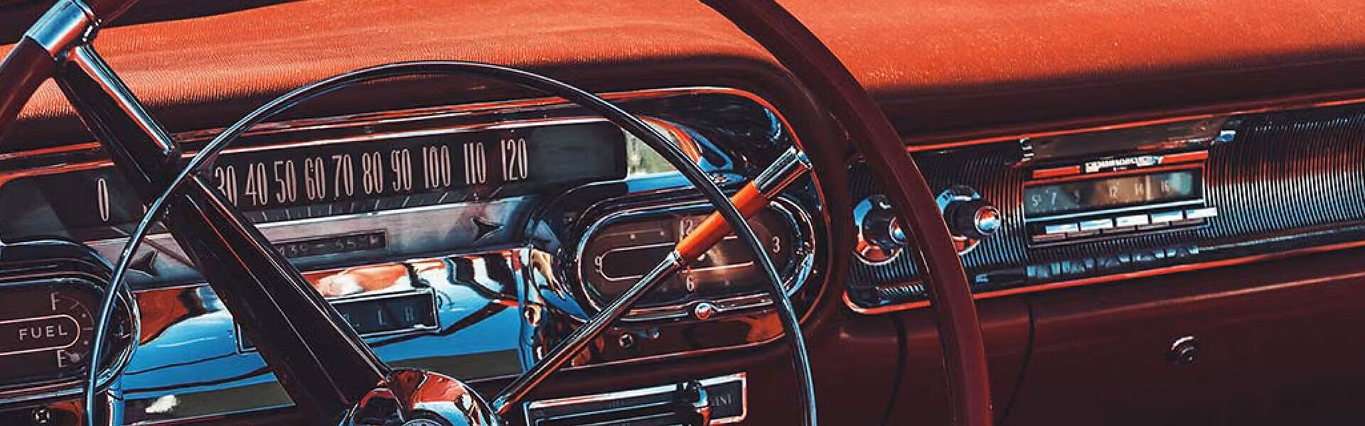 The inside of an old car