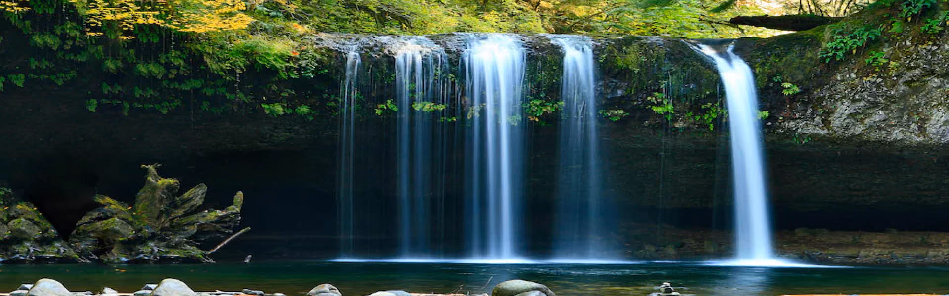 A waterfall and the lake it is above