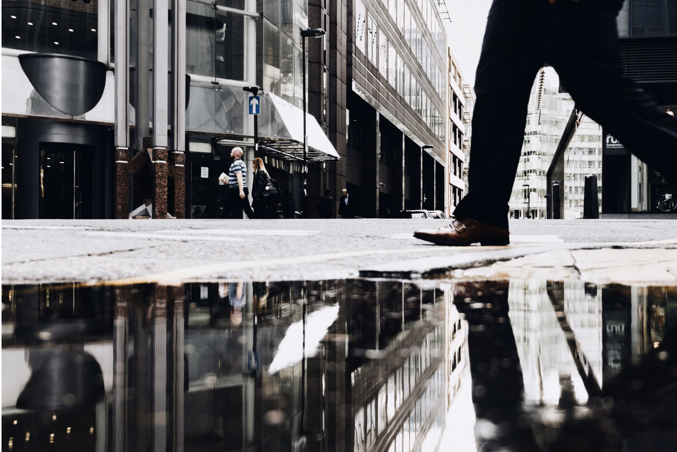 Close up shot of someone walking on the street