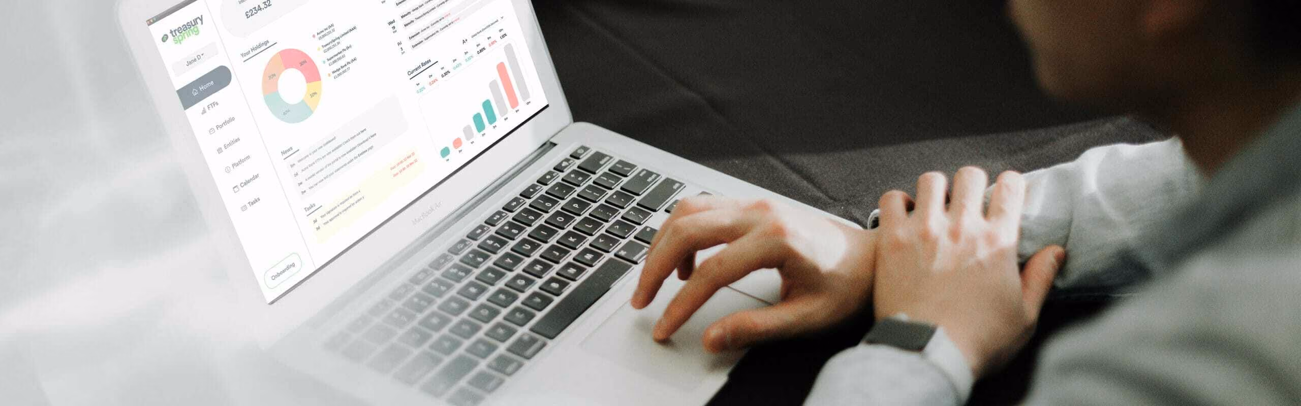 Close up of someone working on a laptop