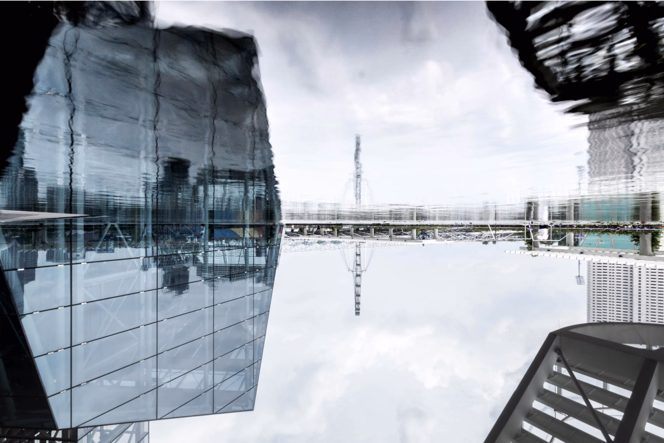Buildings next to a body of water being reflected