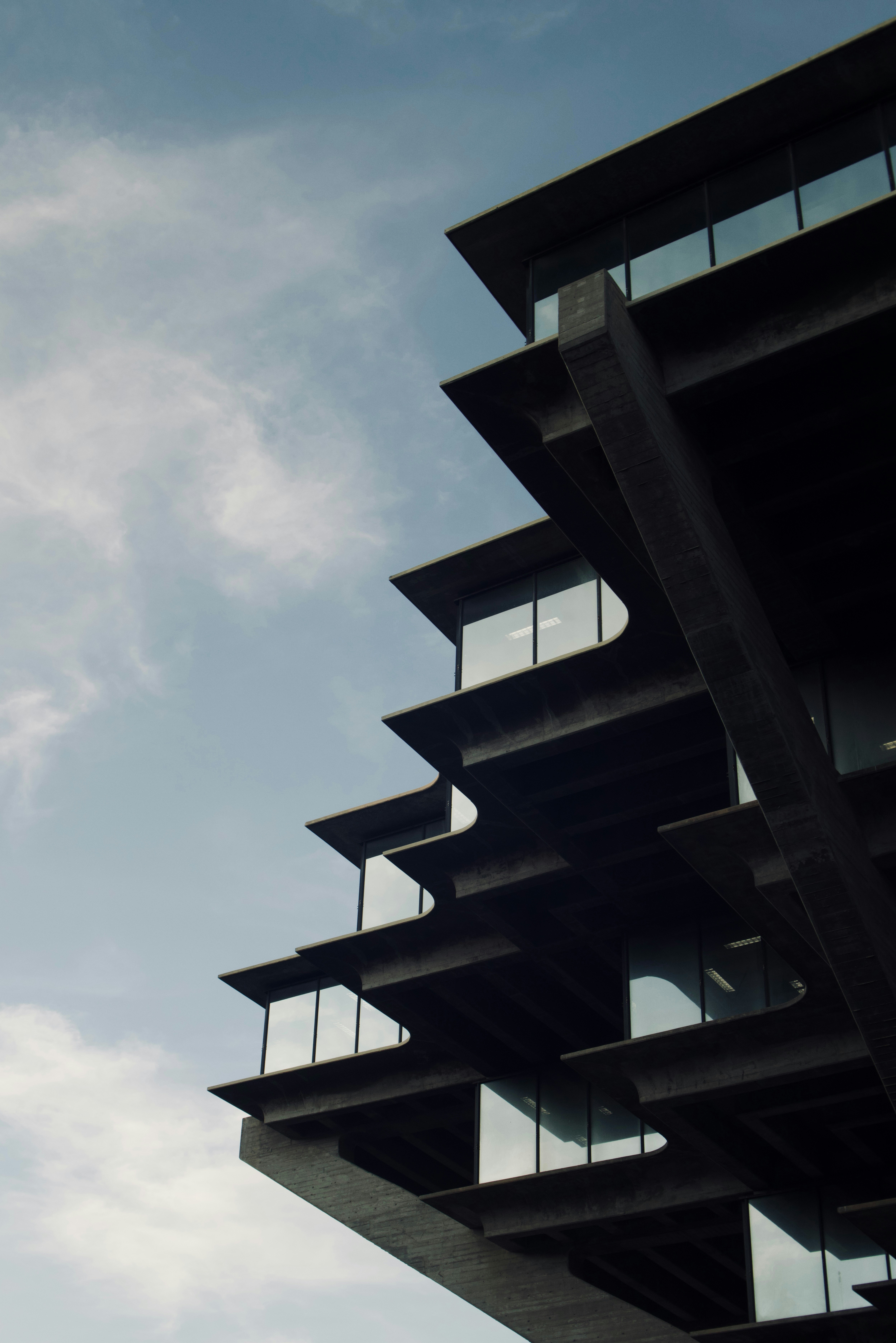 Close up of a jagged corporate building