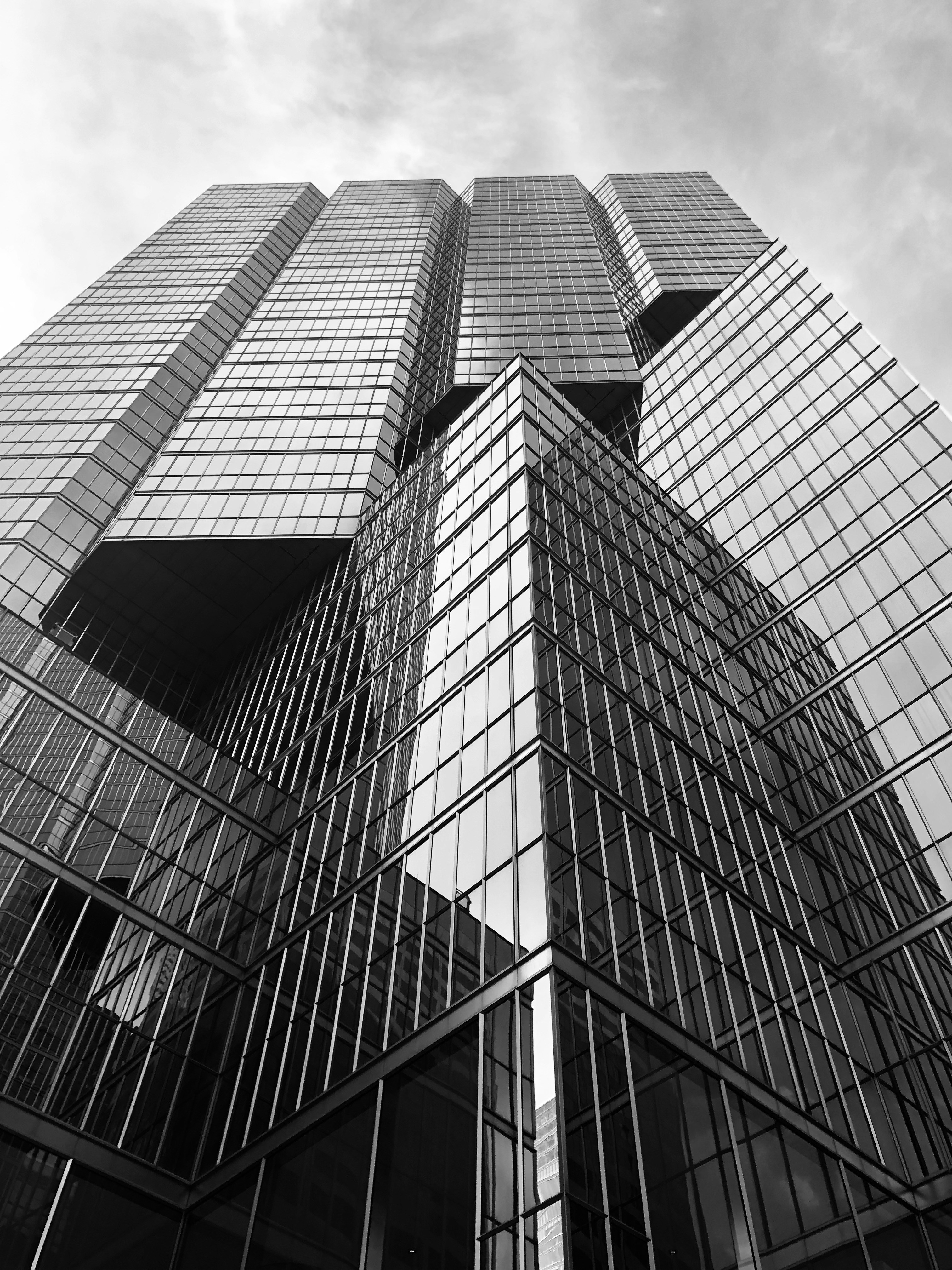 Close up of a reflective office building
