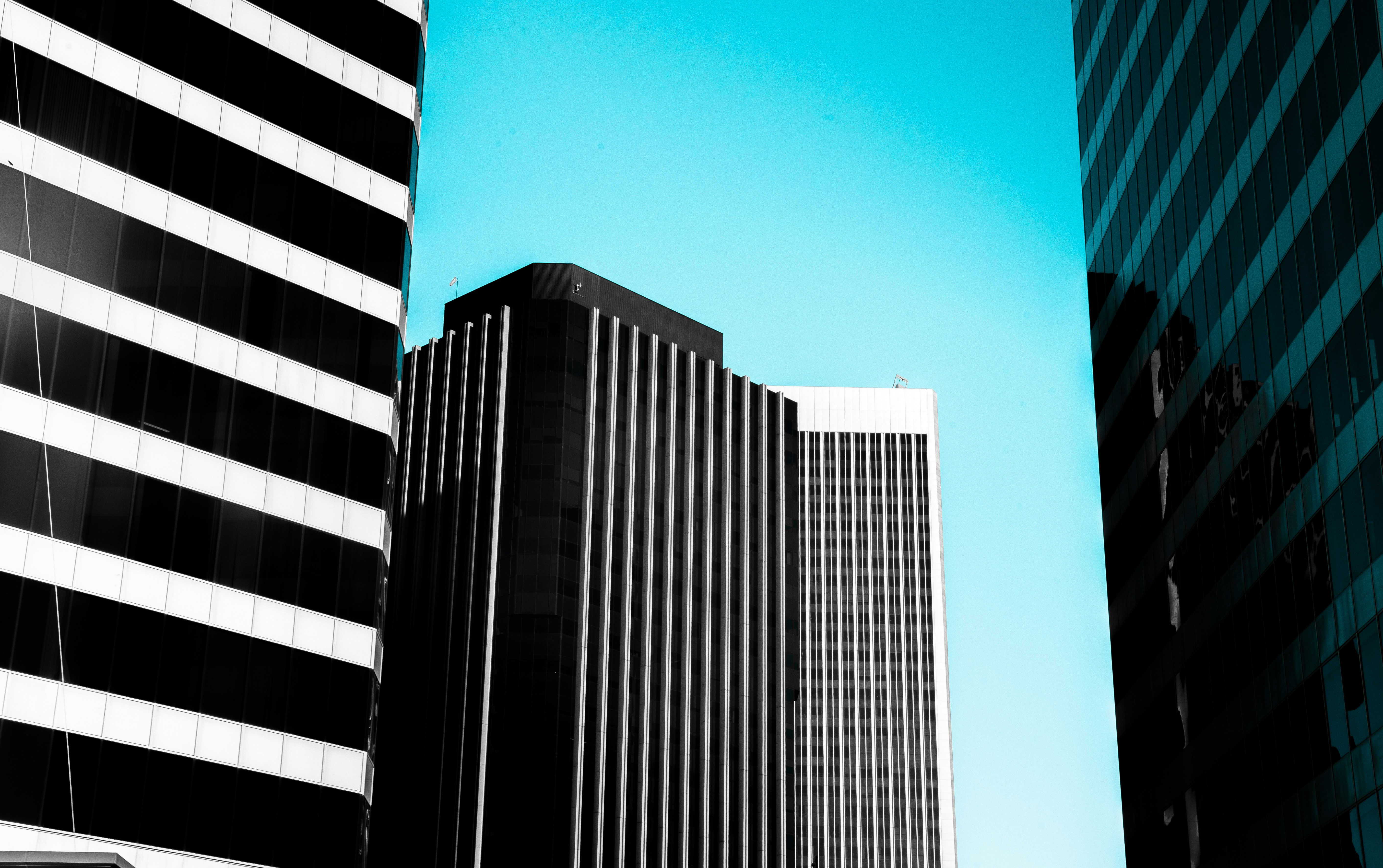 Top of 3 highrise corporate buildings
