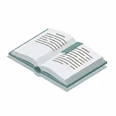 Gezeichnetes offenes Buch mit Linien als Text auf weißen Seiten.