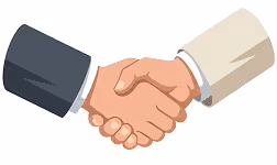 Illustration eines Handschlags zwischen zwei Geschäftspartnern.