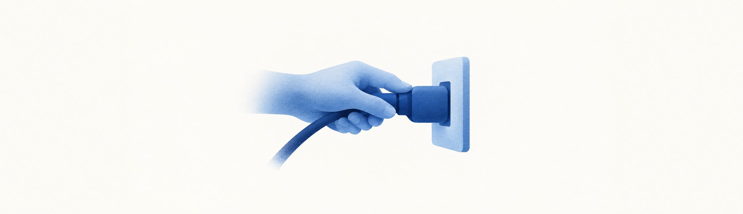 Illustration : une main branche une prise dans une prise murale