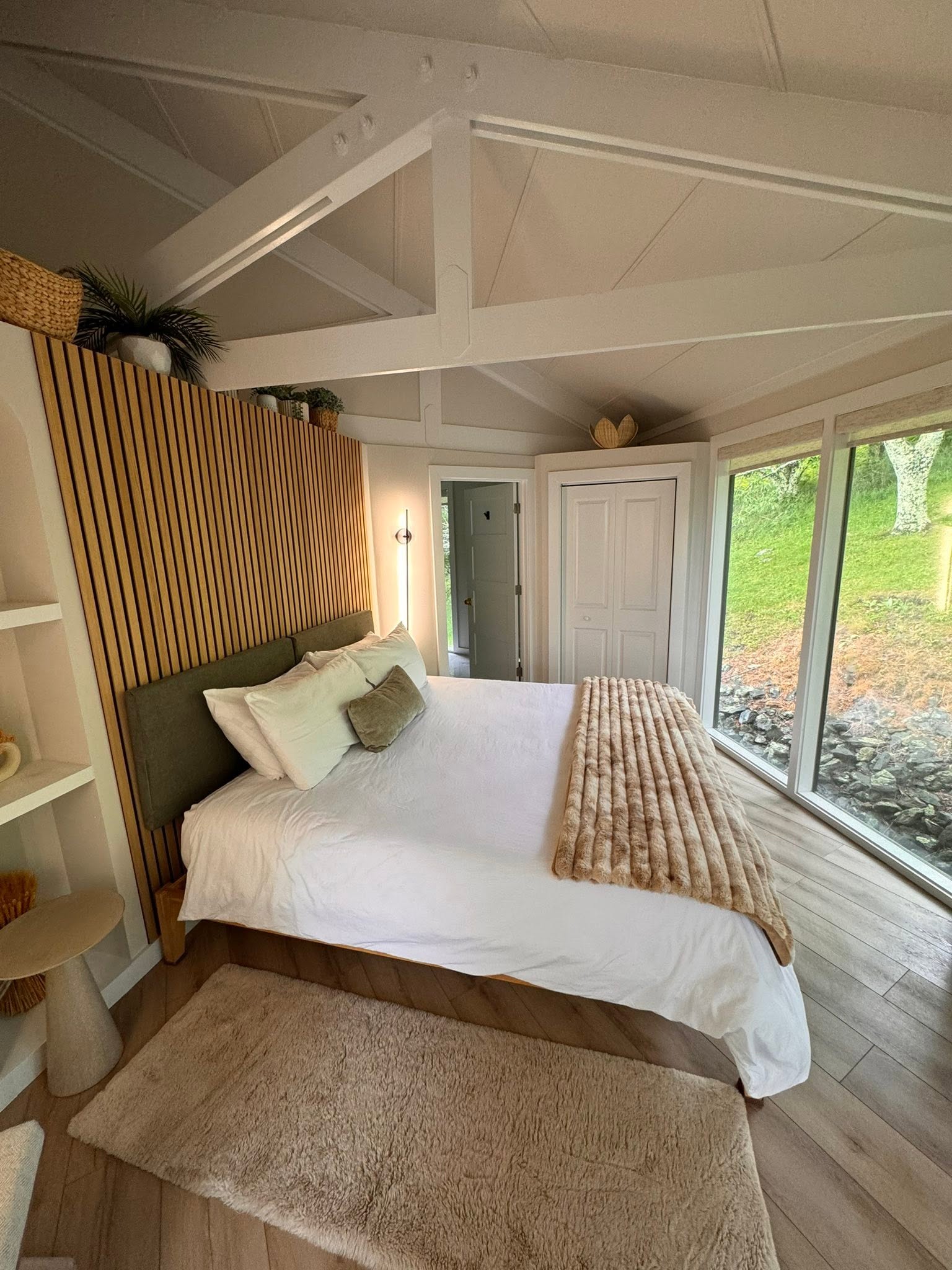 Freshly turned-over bedroom with a made bed, styled and guest-ready, in a short-term rental
