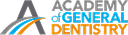 Logo of Academy of General Dentistry with blue, orange, and gray design elements.