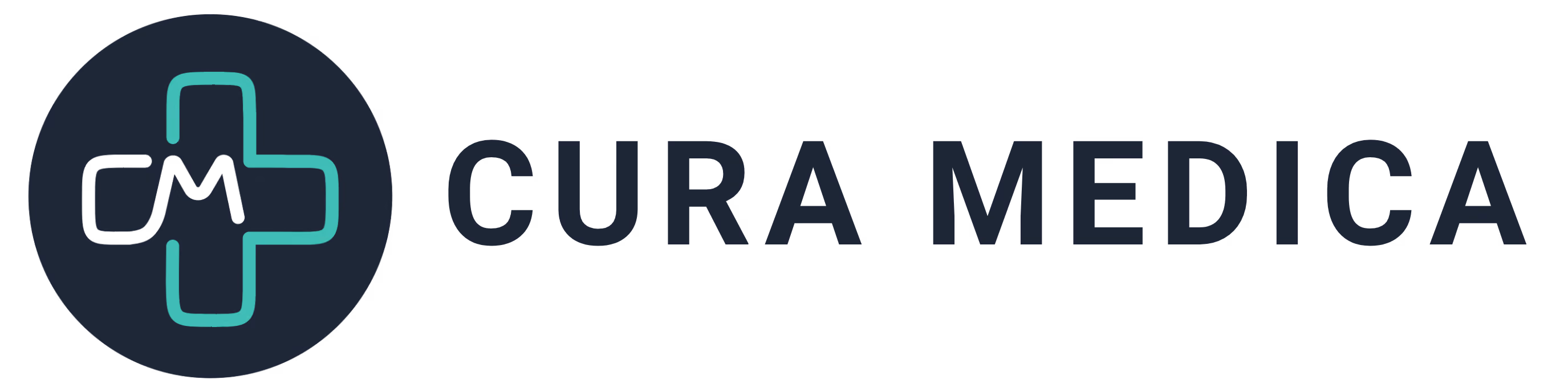 Logo von Cura Medica mit einem stilisierten Kreuz und den Buchstaben CM im Kreis.
