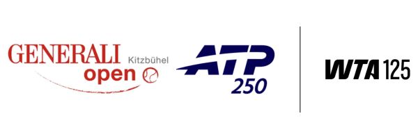 Logos für Generali Open Kitzbühel, ATP 250 und WTA 125 Tennisturniere.