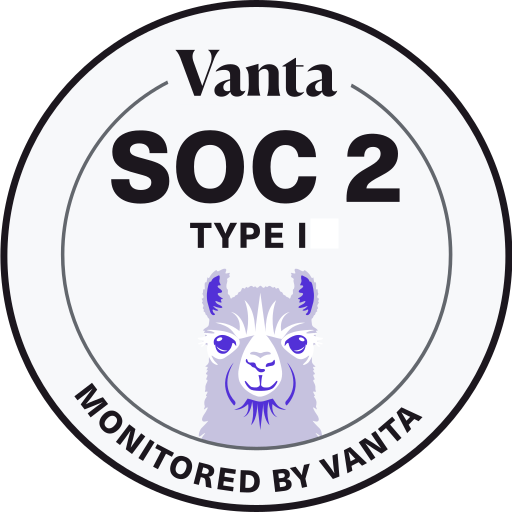 SOC 2 Type I, monitored by Vanta