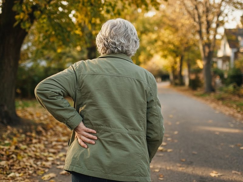 Adult on a walk with a hand on the hip