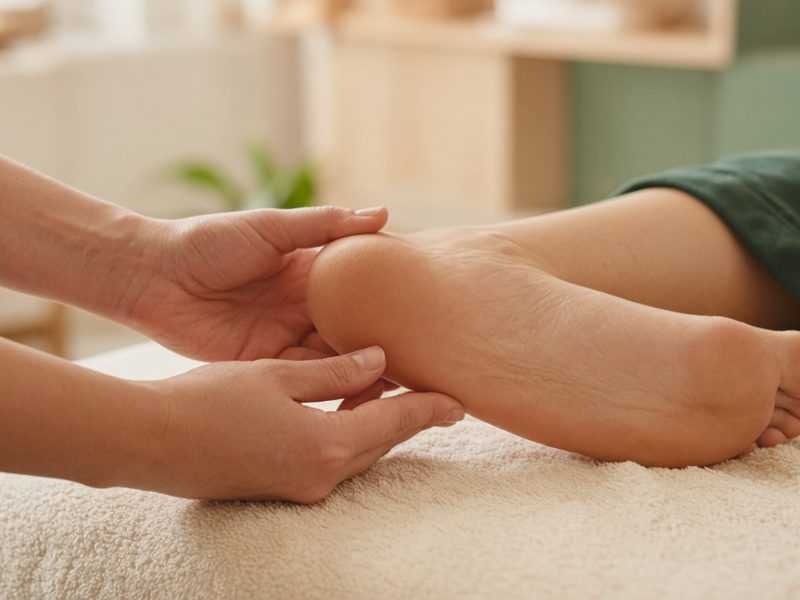 Clinician examining a patient’s heel