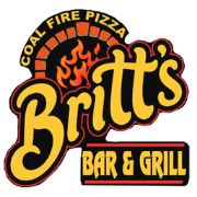 Logo for Britt's Coal Fire Pizza featuring Coal Fire Pizza with flames above the name.