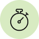 Icône d'un chronomètre noir sur fond vert clair circulaire.