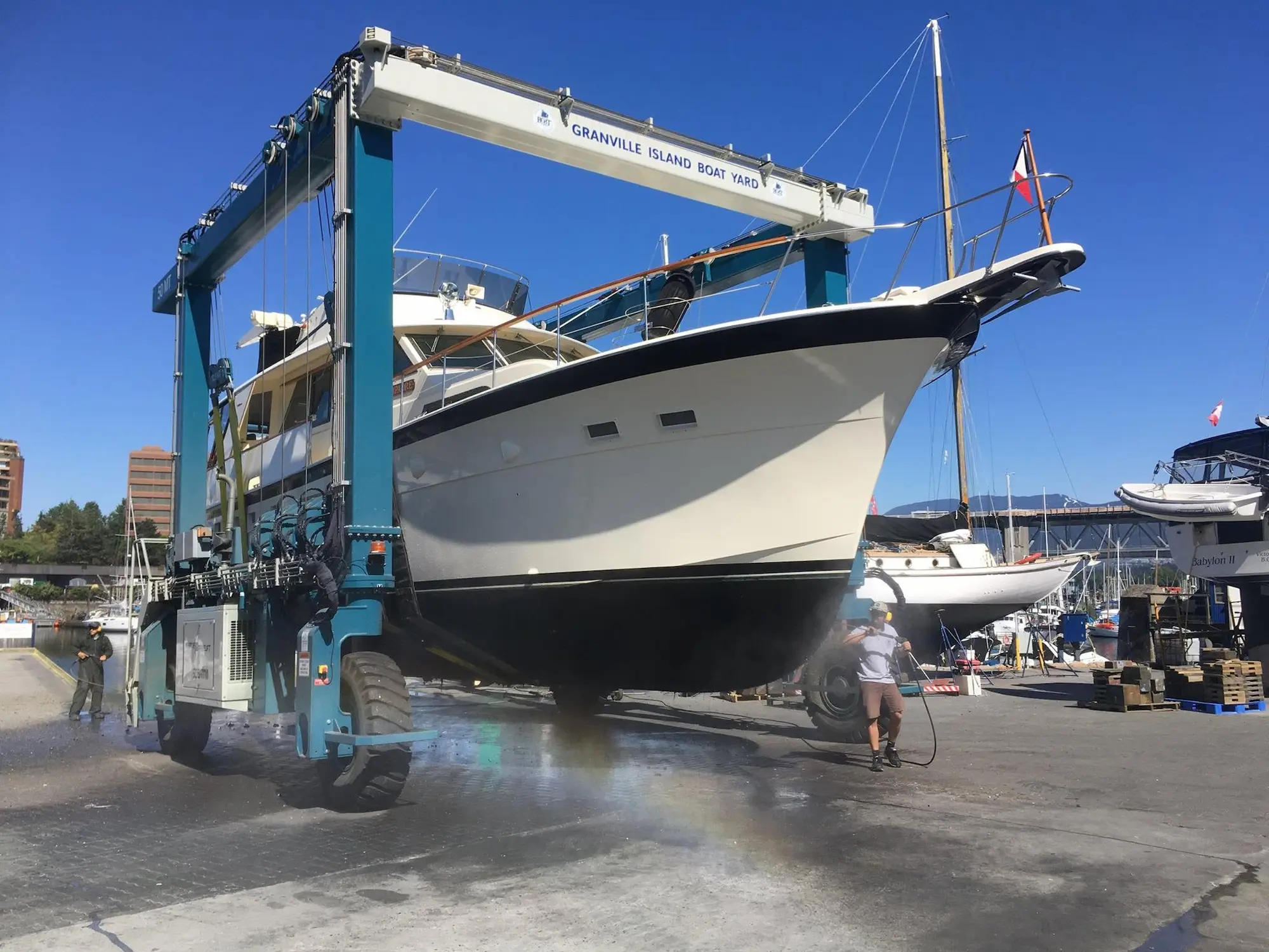 Granville Island Boatyard wash treatment system and environmentally responsible marine operations Vancouver