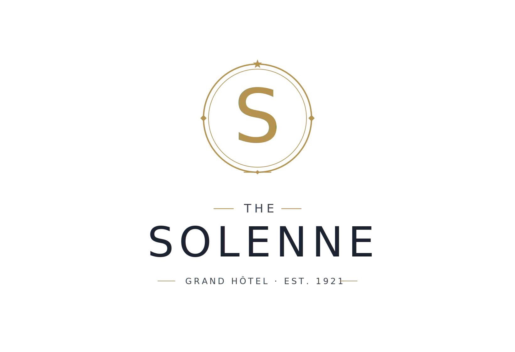 The Solenne Grand Hotel logo with a stylized S in a circular frame and establishment date 1924.