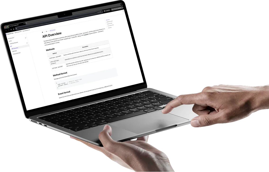 Seenic Public APIs docs on a laptop