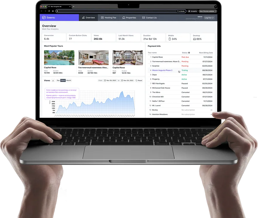 Seenic Analytics dashboard on a laptop