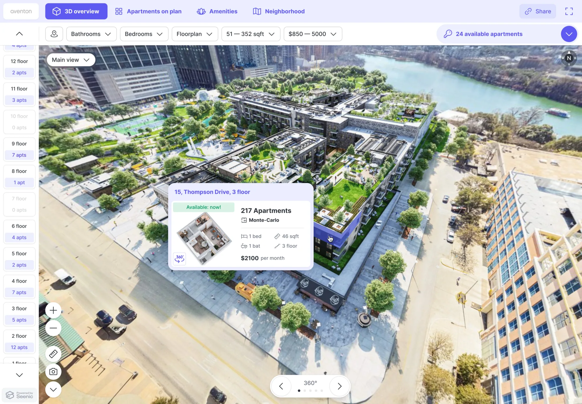 Seenic 3D Overview — aerial model of the community