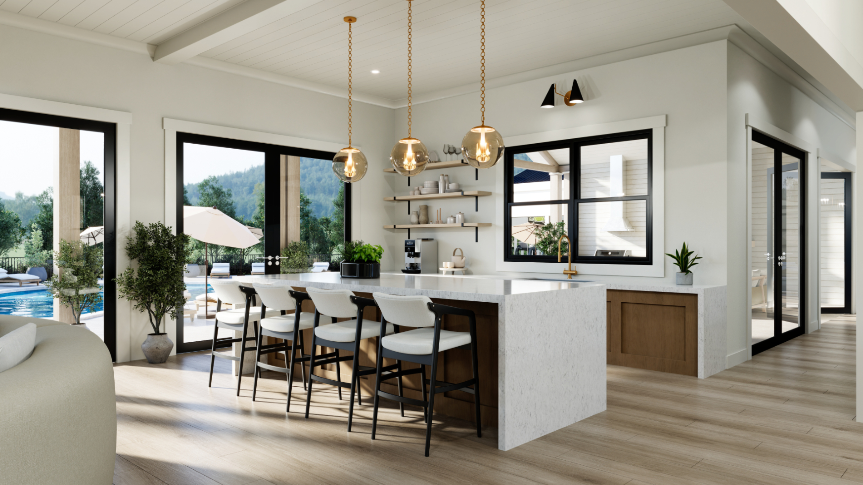 Clubroom kitchen rendering