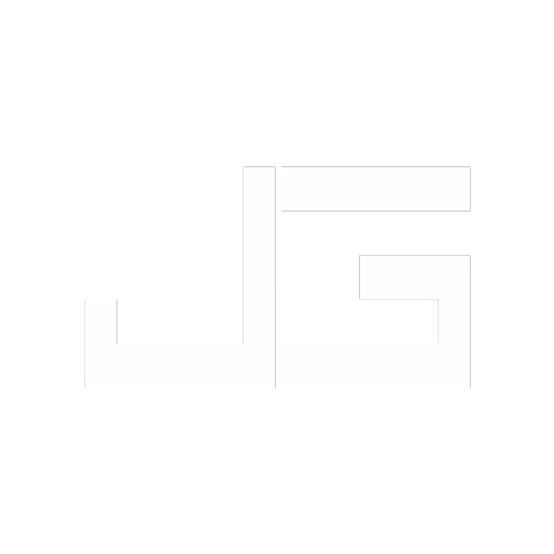 White minimalist logo with stylized letters J and G connected in a sleek design.