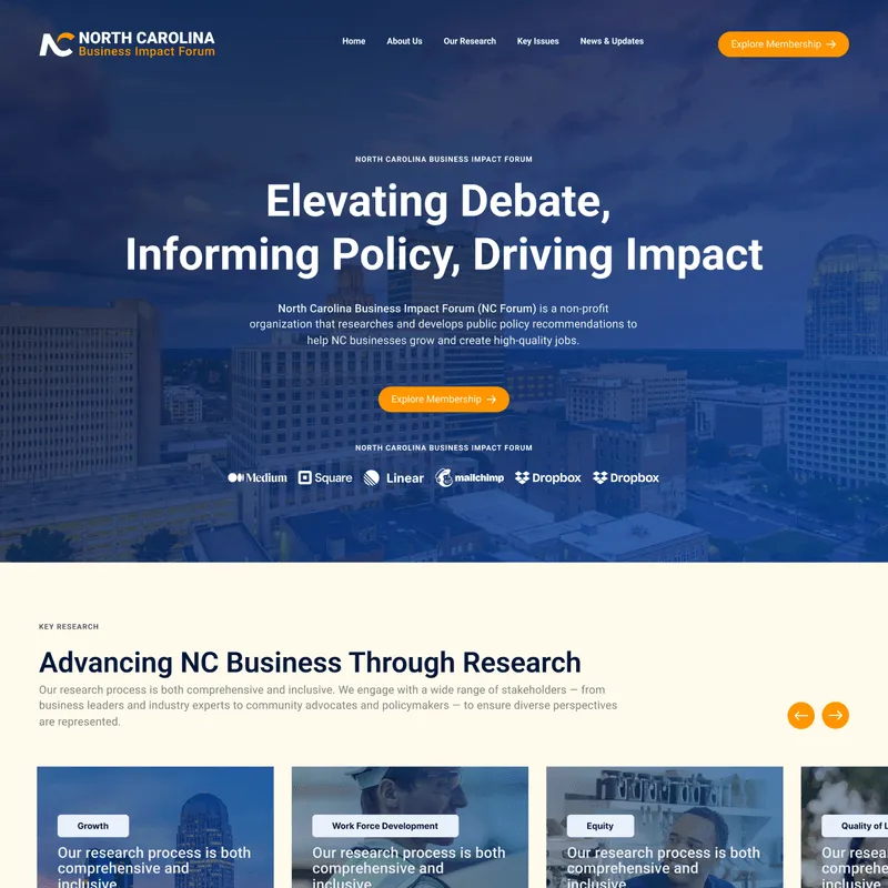 Non-profit website built in Webflow