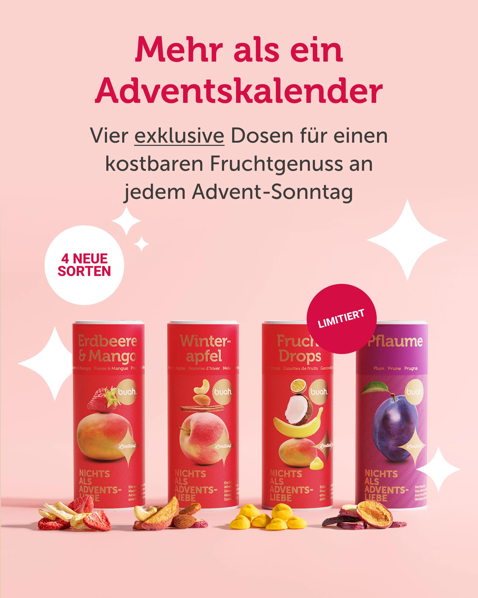 Amazon Produktbild buah Adventsbox 2024 mit gefriergetrocknetem Obst, Variante 1