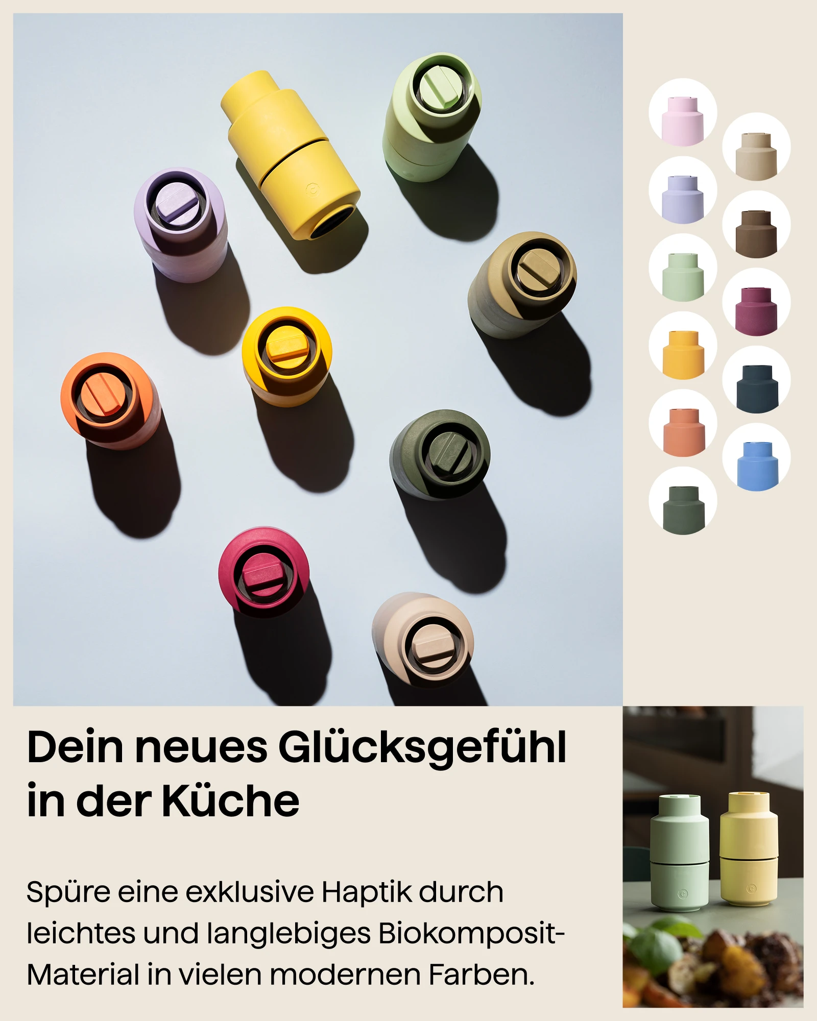 Amazon Produktbild Crushgrind Pfeffermühle Billund in verschiedenen Farbvarianten