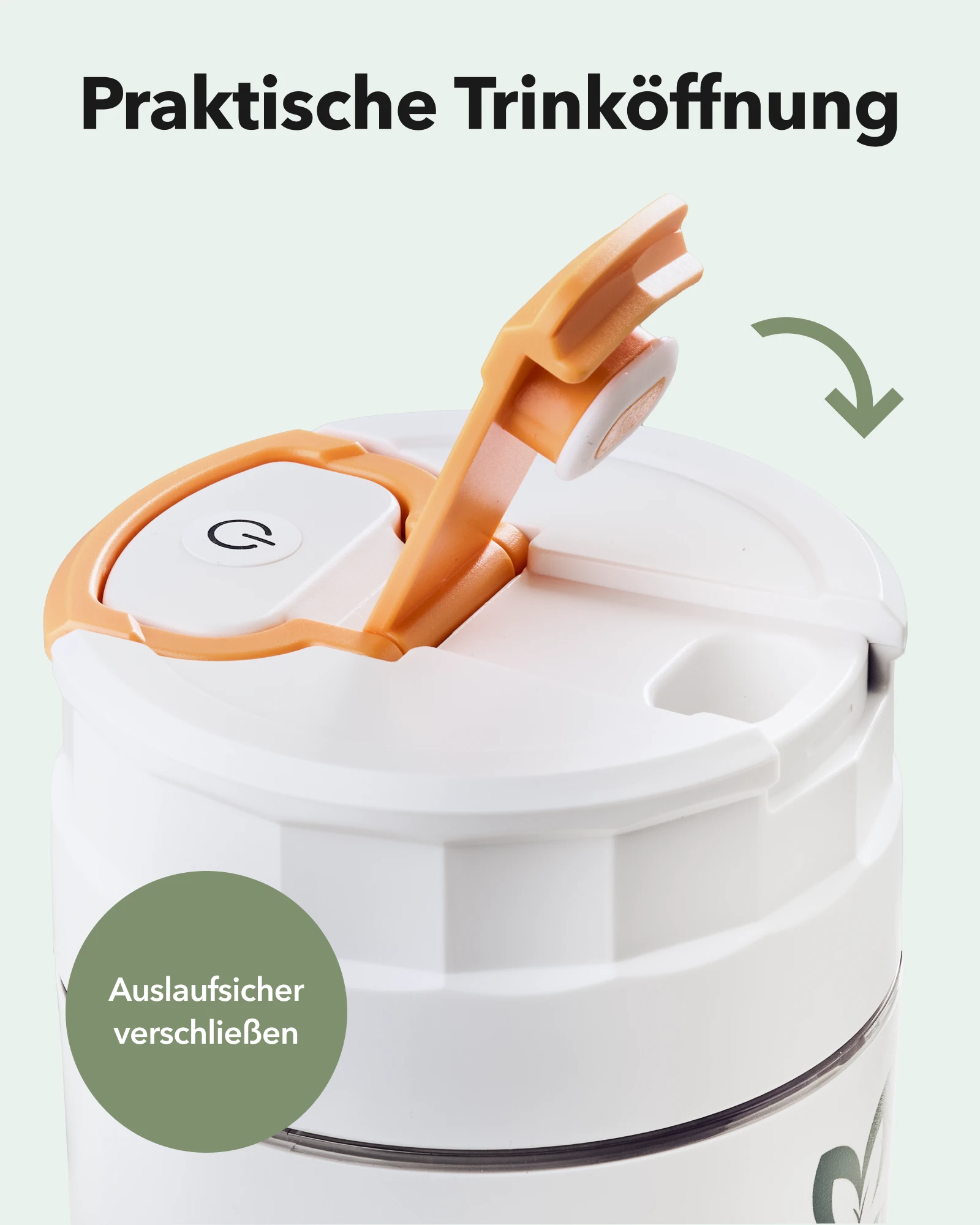Amazon Produktbild Motai Naturals Trinkflasche mit Detailansicht der Öffnung