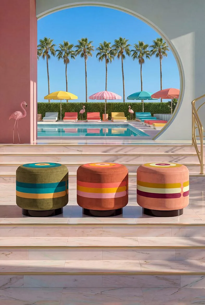 Pouf Minotor en voyage, Miami