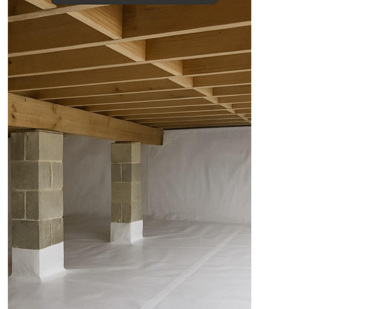 Clean encapsulated crawl space with white vapor barrier