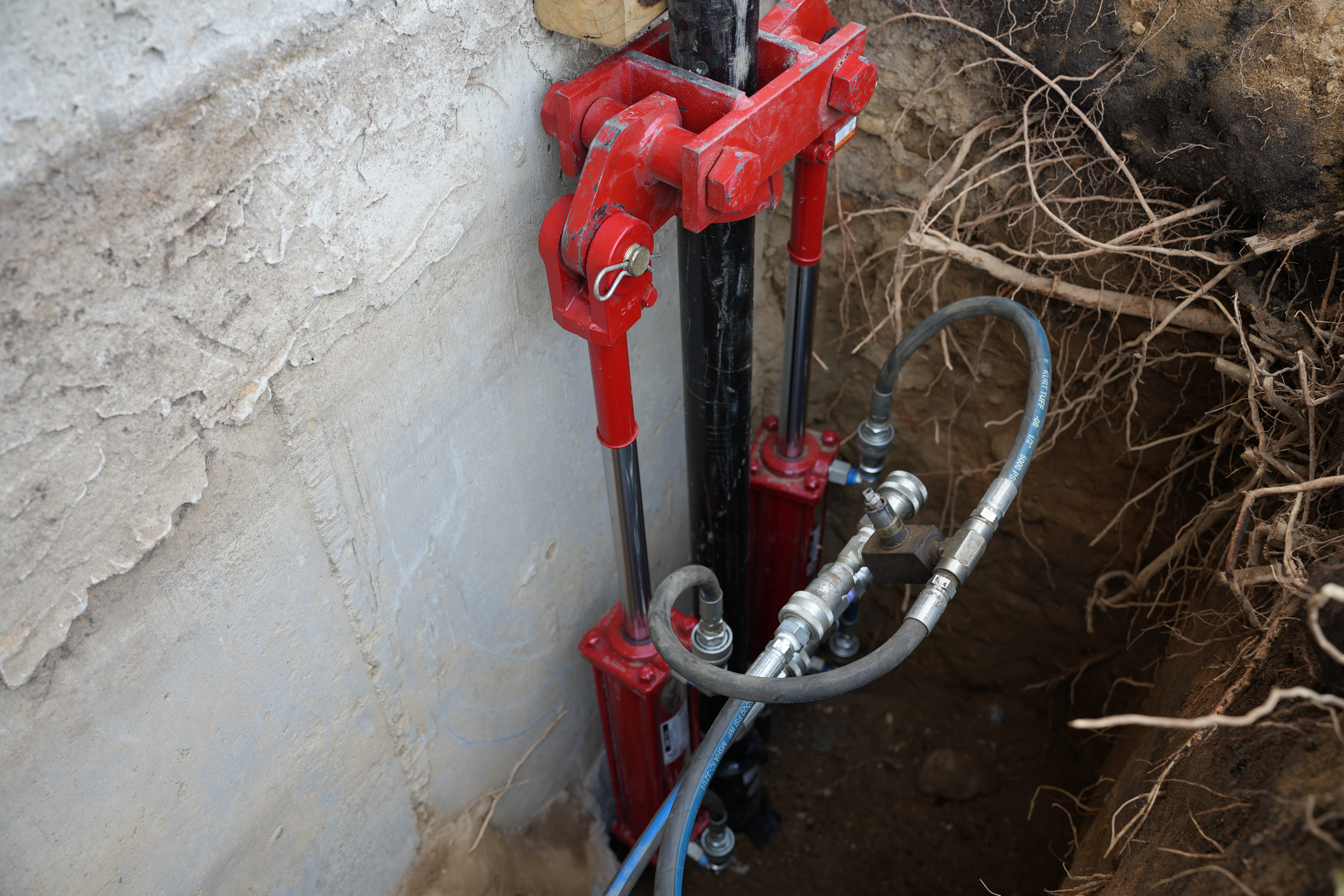 Push piers driven by hydraulic pressure