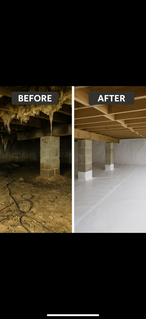 Crawl Space Services crew working on a Long Island home