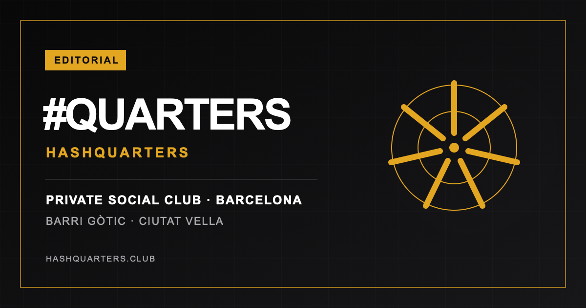 Visuel éditorial de HashQuarters, club social privé à Barcelone